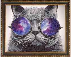 Diamond Painting toile chat avec lunettes de soleil 40x50cm motif animal