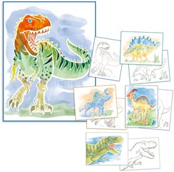 Depesche Dino World livre de coloriage Colour me up paper avec set de peinture