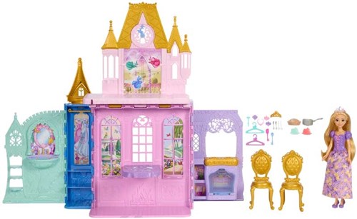 Mattel Disney Princess Rapunzel pop en draagbaar kasteel speelset - Inclusief accessoires