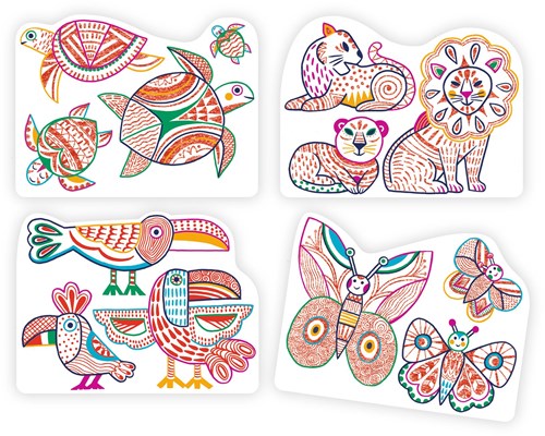 Djeco cartes à colorier jouet animaux sauvages FSC MIX - set créatif