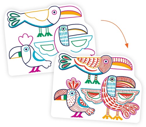 Djeco cartes à colorier jouet animaux sauvages FSC MIX - set créatif-2