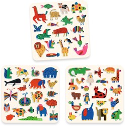 Djeco stickers dieren vilt 60 stuks - creatieve knutselset FSC