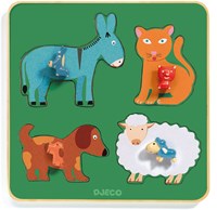 Djeco houten puzzel boerderijfamilie - dieren vormenpuzzel