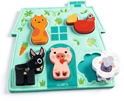 Djeco puzzle en bois Mouki - jouet ferme bois FSC