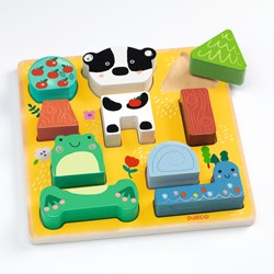 Djeco puzzle en bois Puzz & Match Happy - jouet durable FSC 100%