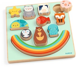 Djeco puzzle en bois Puzz & Boom Rainbow - jeu d'équilibre FSC 100%