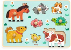 Djeco puzzle en bois - jouet pour tout-petits Dog'n'Co avec gros boutons