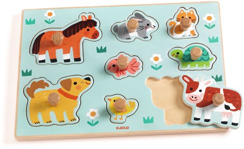Djeco puzzle en bois - jouet pour tout-petits Dog'n'Co avec gros boutons-3
