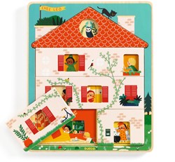 Djeco puzzle en bois - jouet éducatif 3 niveaux Chez Leo