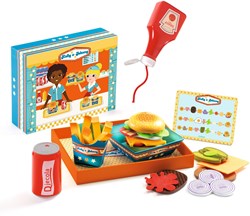 Djeco jouet de cuisine Kelly & Johnny - set hamburger en bois