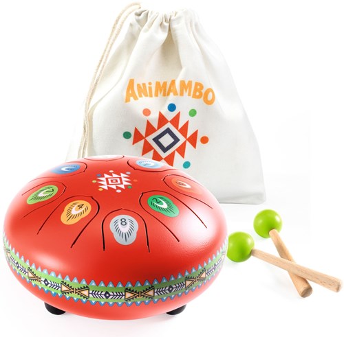 Djeco muziekinstrument speelgoed - Animambo tongtrommel rood 8 noten FSC-2