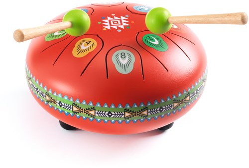 Djeco muziekinstrument speelgoed - Animambo tongtrommel rood 8 noten FSC-3