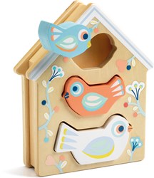 Djeco jouet bébé en bois boîte à formes BabyBirdy pastel