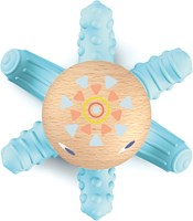 Djeco jouet bébé anneau de dentition BabySquidi - bois FSC et silicone-2