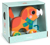 Djeco jouet à tirer en bois Lou - chien coloré FSC bébé-3