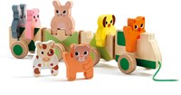 Djeco houten speelgoedtrein boerderij dieren FSC kleurrijk