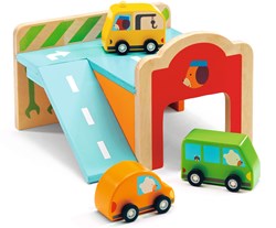 Djeco houten speelgoed Minigarage baby kleuren FSC 100% duurzaam