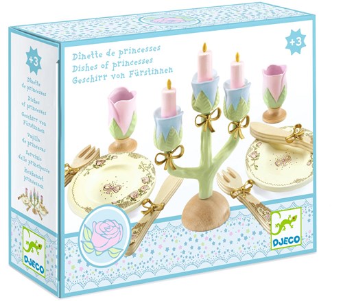 Djeco jouet de cuisine vaisselle princesse rose or jouet en bois-2