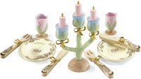 Djeco jouet de cuisine vaisselle princesse rose or jouet en bois
