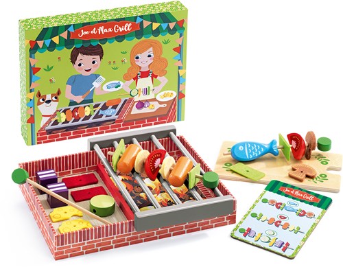 Djeco jouet de cuisine Joe & Max grill - set barbecue en bois pour enfants