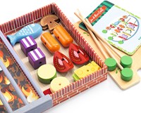 Djeco jouet de cuisine Joe & Max grill - set barbecue en bois pour enfants-3