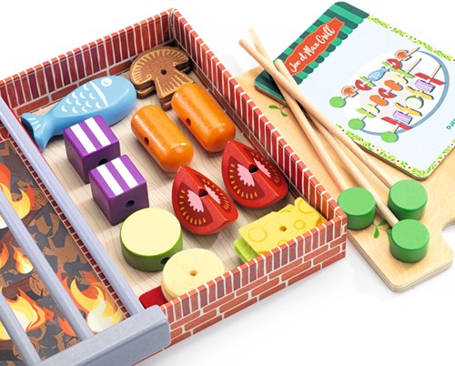 Djeco jouet de cuisine Joe & Max grill - set barbecue en bois pour enfants-3