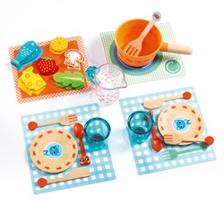 Djeco jouet de cuisine chatons service en bois FSC pour enfants