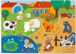 Djeco reuzenpuzzel boerderij - tactiele dierenpuzzel voor kinderen