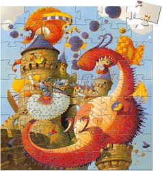 Djeco silhouetpuzzel ridder en draak - 54 stukjes - kinderpuzzel