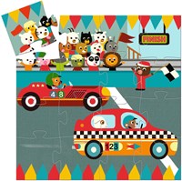Djeco silhouetpuzzel raceauto - kleurrijke legpuzzel FSC karton