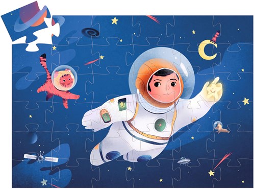 Djeco puzzel astronaut maan 36 stukjes FSC karton kinderpuzzel