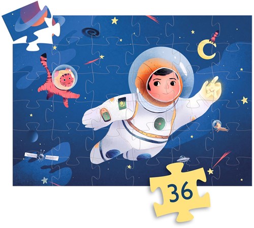 Djeco puzzel astronaut maan 36 stukjes FSC karton kinderpuzzel-2