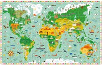 Djeco observatiepuzzel wereldkaart 200 stukjes met boekje