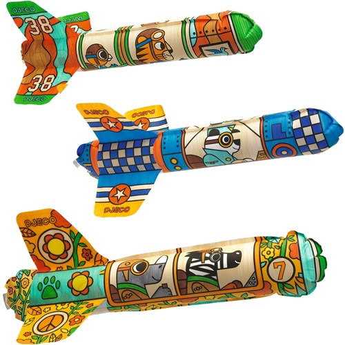 Djeco creatieve speelgoedset opblaasbare vliegtuigen om te kleuren