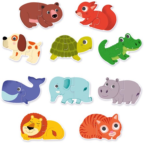 Djeco puzzle duo animaux - jouet éducatif en carton FSC-2