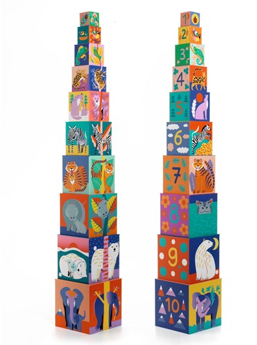 Djeco blocs à empiler Animaux sauvages - jouet en carton FSC MIX-2