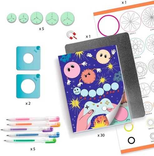 Djeco coffret créatif Spirales - Bloc à dessin 10 thèmes et accessoires-2