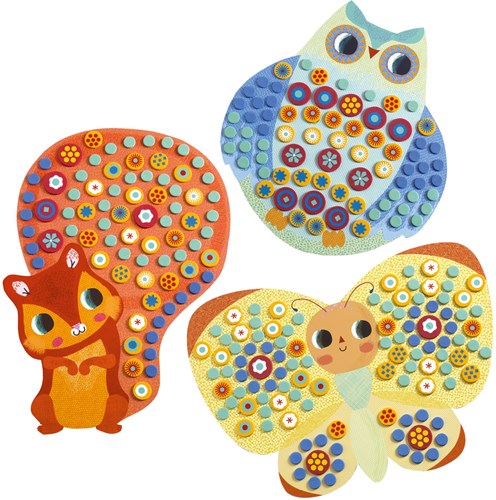 Djeco mozaïek knutselset Milfiori - creatieve dieren FSC MIX