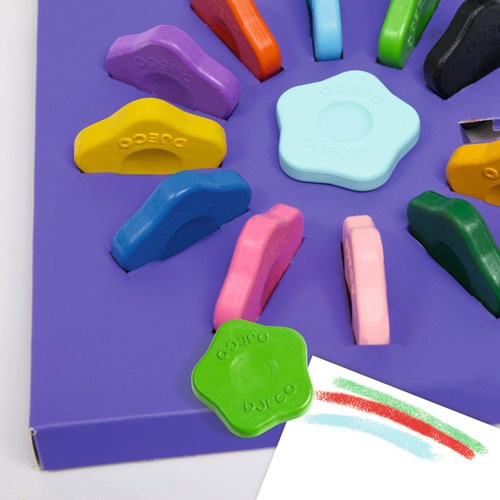 Djeco kleuren 12 Flower Crayons ergonomisch voor peuters-3