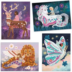 Djeco set mosaïque créative The enchanted world - stickers scintillants