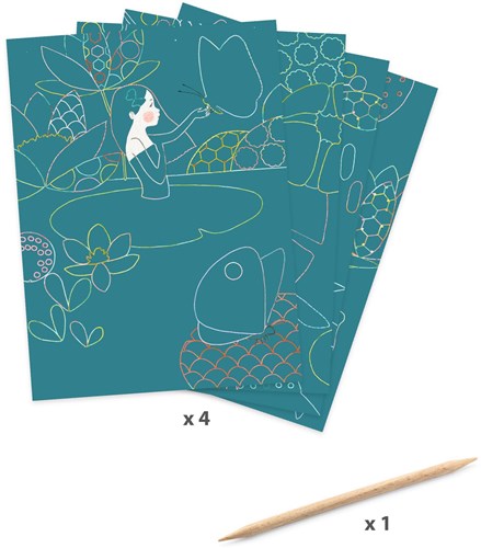 Djeco cartes à gratter L'étang - set créatif pour enfants-2