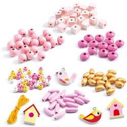 Djeco perles en bois coffret bijoux - Birds - jouet créatif