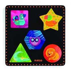 Djeco houten puzzel - Geochic - educatief speelgoed 5 stukjes
