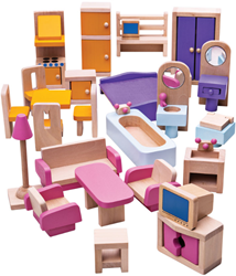 BigJigs houten poppenhuis meubels Doll Furniture Set