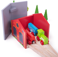 BigJigs Remise en Bois pour 2 Trains - Accessoire Train Jouet-2