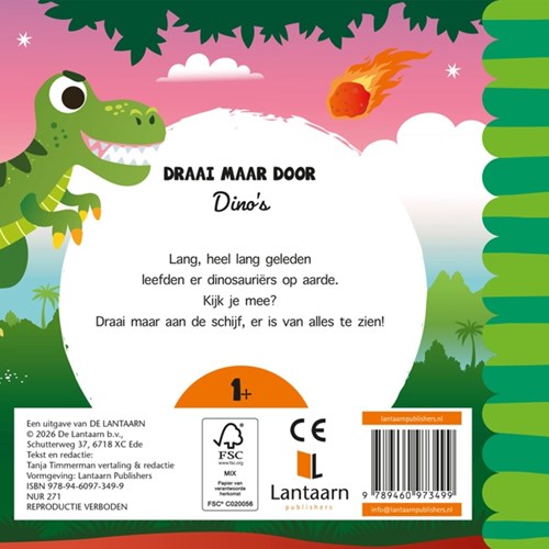 Lantaarn interactief kinderboek dino's met draaischijf kartonboek-2