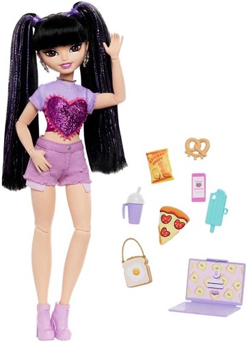 Mattel poupée mannequin Barbie Dream Besties Renee avec accessoires et mèches violettes-2