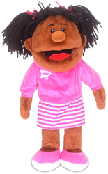 Fiesta Crafts marionnette fille noire - bouche mobile - jouet marionnette
