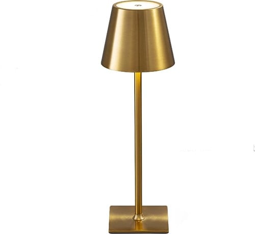 Attalos Tafellamp - USB-C oplaadbaar - Dimbare Touch LED Lamp Goud - Zware kwaliteit - Nachtlamp Draadloos - 38 CM