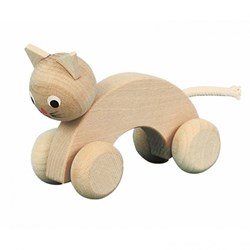 Miva jouet à pousser chat en bois - jouet éducatif multicolore